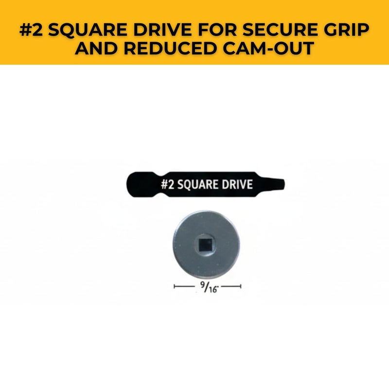FastCap PowerHead Wood Screws with Oversized Flat Head - Self-Tapping Point - 3", #2 Square Drive, Zinc Finish, 150-Pack - 02193 - Image 4